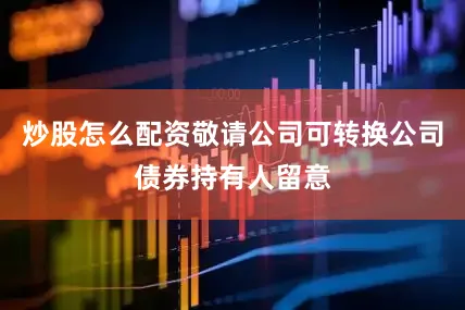 炒股怎么配资敬请公司可转换公司债券持有人留意